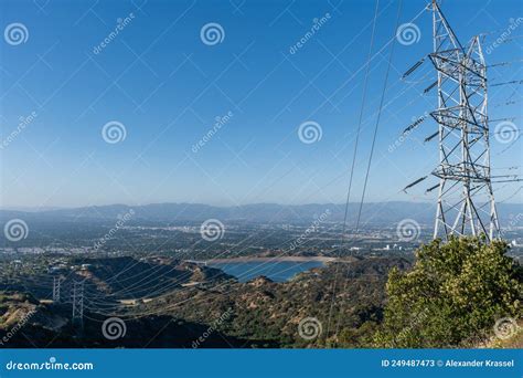 Scenic Aerial View of the Encino Reservoir and San Fernando Valley, Los ...