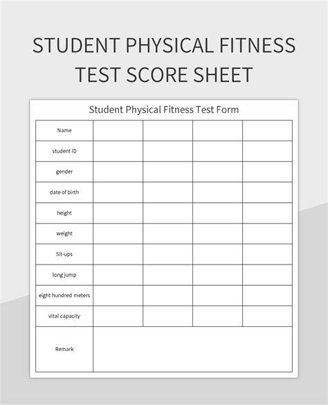 Student Physical Fitness Test Score Sheet Excel Template And Google ...