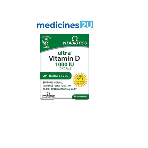 Vitabiotics Ultra Vitamin D 1000iu ( D3 25mg) Extra Strenght - 96 ...