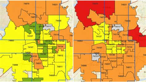 Tulsa County ZIP code map tracking increase in COVID-19 infections one week after decline