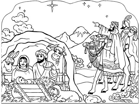 Christmas Nativity Scene Coloring Page - 15 Free PDF Printables | Printablee