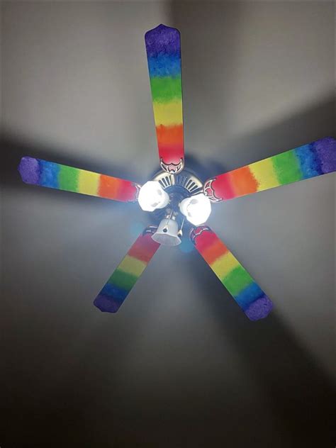 Unique Rainbow Ceiling Fan Revamp for your Color Loving Kids