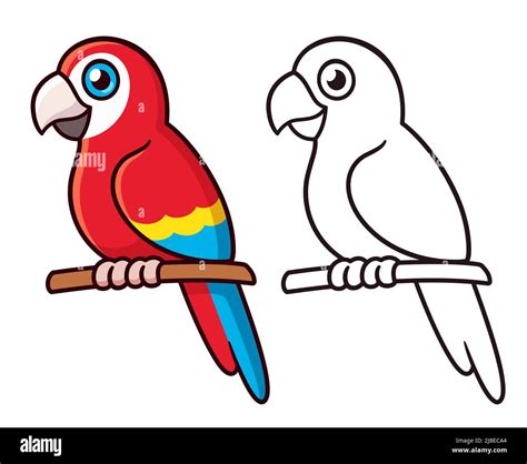 Dibujo lindo de loro de guacamaya de dibujos animados. Pájaro rojo ...