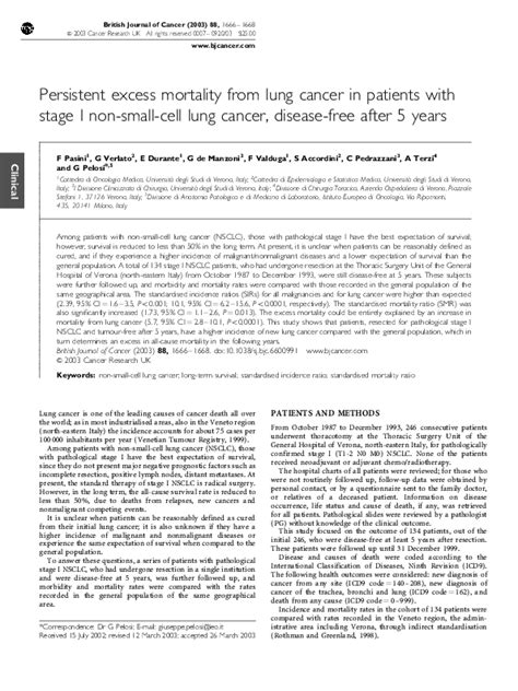 (PDF) Persistent excess mortality from lung cancer in patients with stage I non-small-cell lung ...