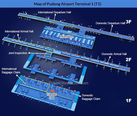 Map of Pudong Airport Terminal 1 (T1), Shanghai, China | Airport map ...