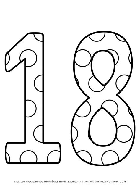 Number 18 Coloring Page Coloring Pages