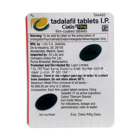 Cialis 10mg Tablet 2'S - Buy Medicines online at Best Price from ...