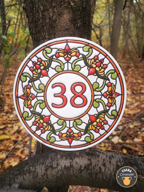 Hand Painted Ceramic House Number Plaque Custom Address - Etsy