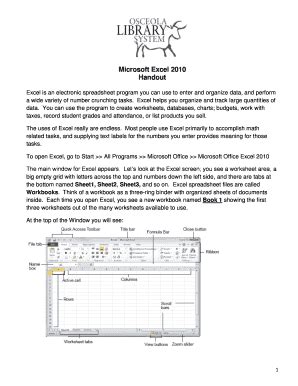 Fillable Online Excel is an electronic spreadsheet program you can use ...