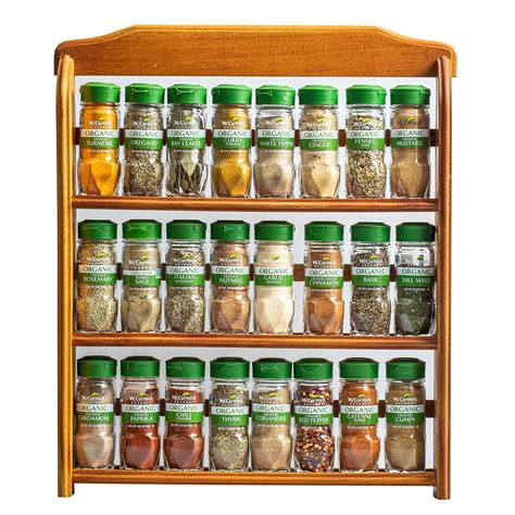 Buy McCormick Gourmet Three Tier Wood 24 Piece Spice Rack Organizer ...