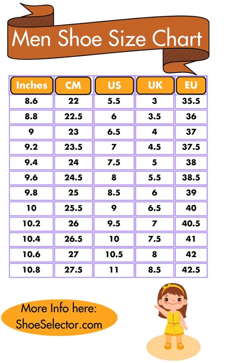 Men's Shoe Size Chart by Age With Measuring Guides 2023