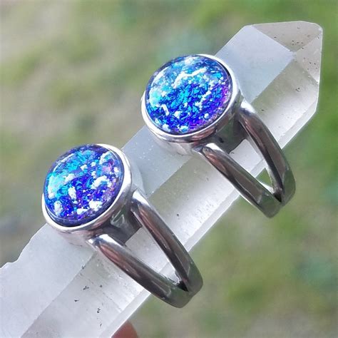 Cremation Jewelry Ring 10mm Sterling Silver Ashes InFused Glass ...