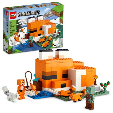 LEGO Minecraft The Fox Lodge House, 21178 Animal Toys, Birthday Gifts ...