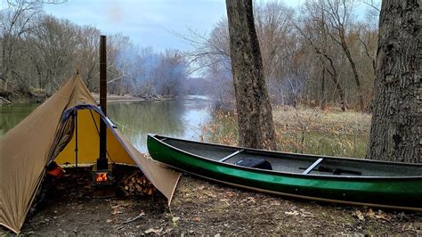 Canoe Camping Alone with a Solo Hot Tent and Wood Stove - YouTube