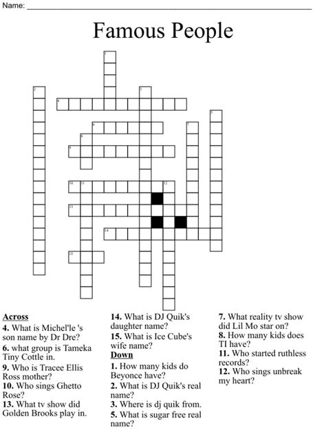 Printable People Crossword Puzzle - Printable JD