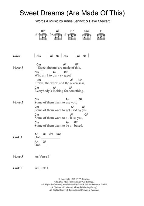 Sweet Dreams (Are Made Of This) by Eurythmics - Guitar Chords/Lyrics ...