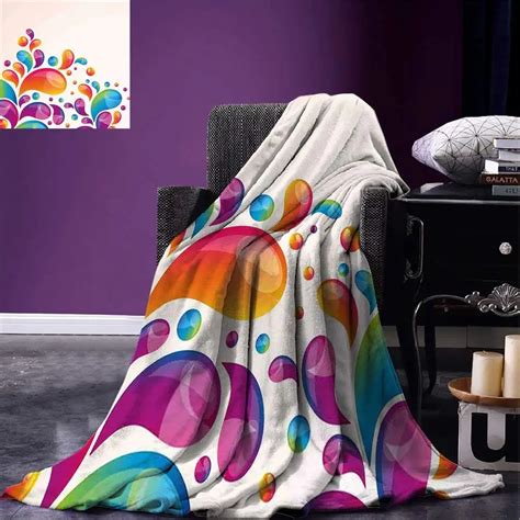 Colorful Throw Blanket Cute Raindrops in Different Size in Gradient Colors Abstract Splash Style ...