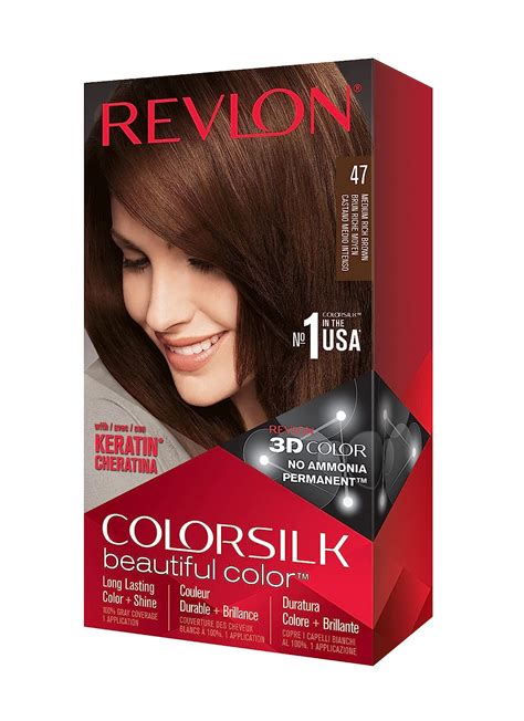 Amazon.com : Revlon Permanent Hair Color, Permanent Hair Dye, Colorsilk with 100% Gray Coverage ...