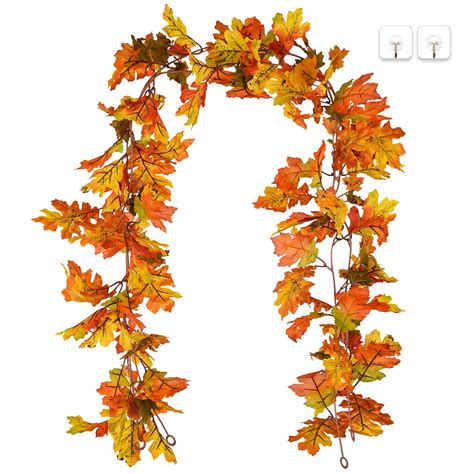 Coolmade 2 Pack Fall Maple Leaf Garland - 5.9ft/Piece Artificial Fall Foliage Garland ...