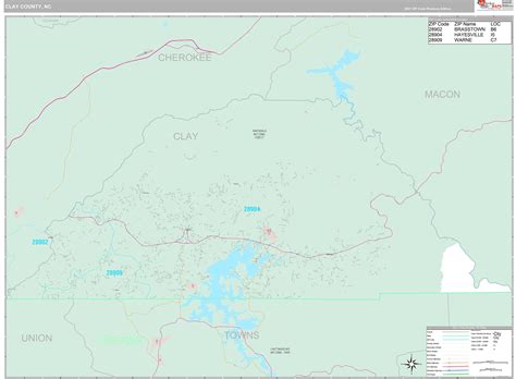 Clay County, NC Wall Map Premium Style by MarketMAPS