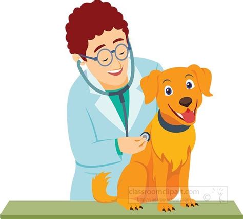 Occupation Clipart-veterinarian performing a checkup on dog clipart