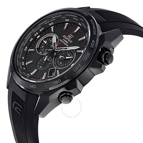 Casio Edifice Chronograph Multi-Function Black Dial Black Rubber Men's ...