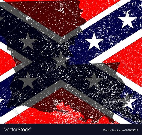 Rebel civil war flag with louisiana map Royalty Free Vector