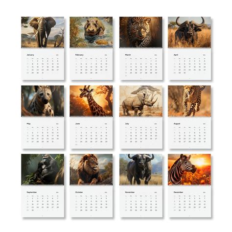 Wild Animals Wall Calendar 2024 - Etsy