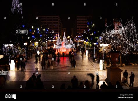 Syntagma Square during Christmas night in Athens Stock Photo - Alamy