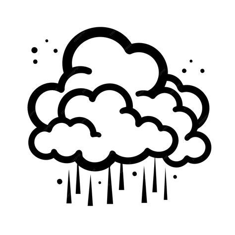 Premium Vector | Clouds with rain in black and white