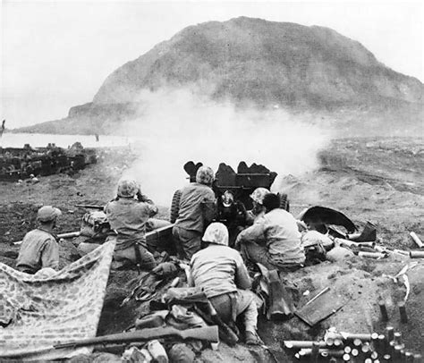 US Artillery Fires on Japanese Fortifications, Battle of Iwo Jima, Japan, 1945 - Konflictcam