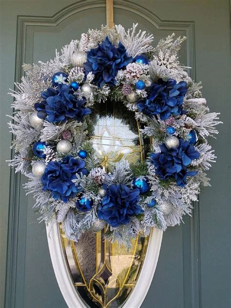 Christmas Wreath / Blue Christmas Wreath / Hanukkah Wreath/ Elegant ...