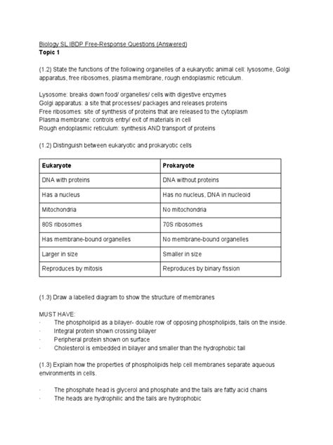 Biology Notes IB Free Response | PDF | Cellular Respiration ...