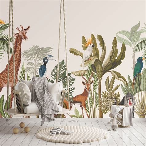 Jungle Friends - Wallpaper Mural - Mint Art Co