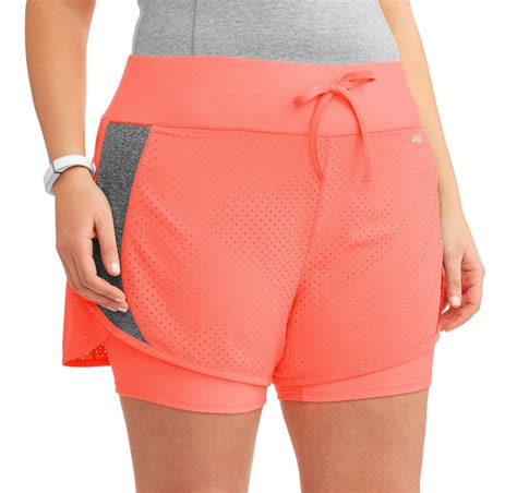 Women's Plus Size Active Perforated Running Short with Built in Compression Shorts - Walmart.com