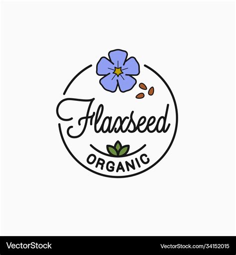 Flaxseed logo round linear flower Royalty Free Vector Image