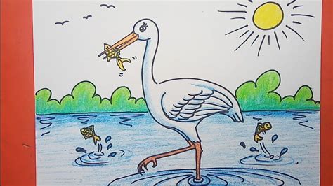 Easy and simple Crane Drawing - YouTube