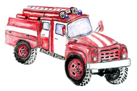 Fire Engine Drawing Graphic by AnnArtshock · Creative Fabrica