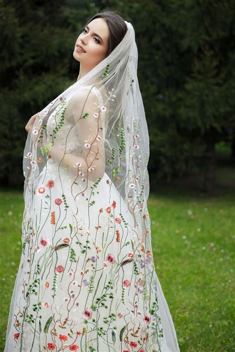 Floral Wedding Veil Bridal Veil With Flowers Floral - Etsy