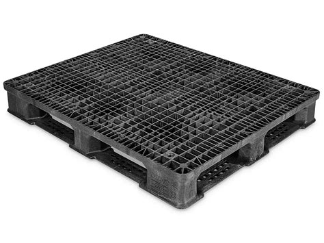 Rackable Plastic Pallet - 48 x 40", Black H-1211 - Uline