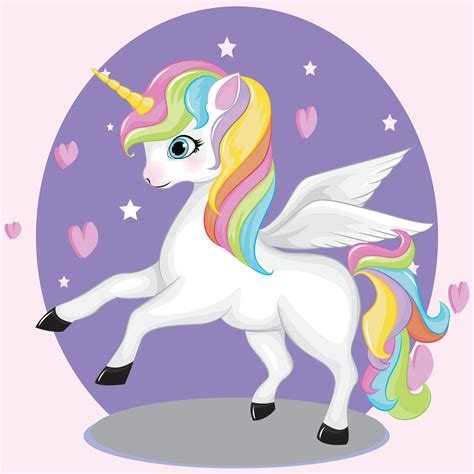 cute pegasus with rainbow hair color 1973020 Vector Art at Vecteezy