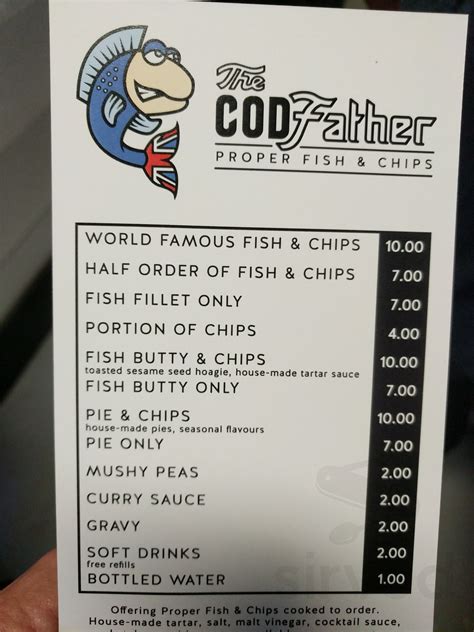 Menu for The CODfather, Proper Fish & Chips in North Charleston, SC ...