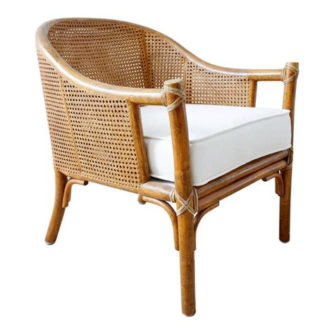 McGuire Organic Modern Caned Rattan Barrel Chair at 1stDibs