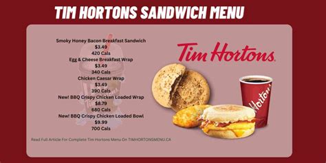 Tim Hortons Sandwich Menu Prices 2024 - Tim Hortons Menu Prices Canada