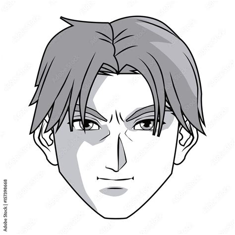 anime style male character head vector illustration Stock Vector ...