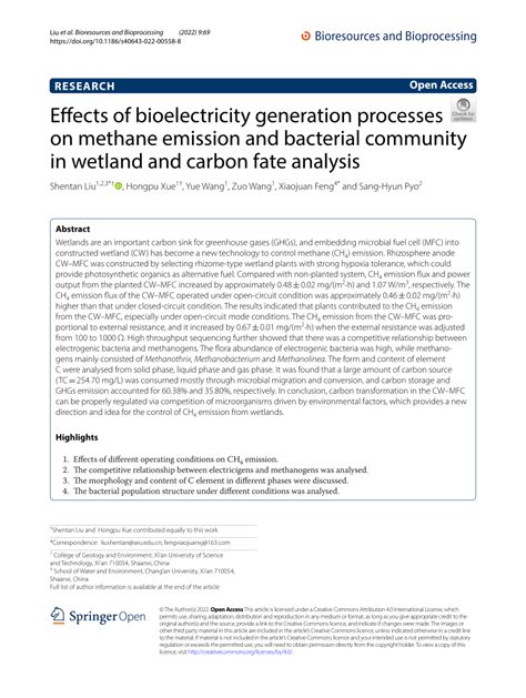 (PDF) Effects of bioelectricity generation processes on methane emission and bacterial community ...