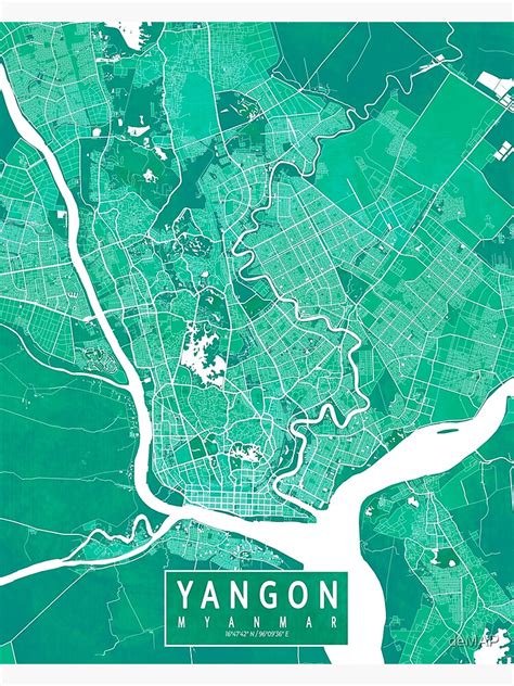 Yangon City Map of Myanmar - Watercolor Poster by deMAP | Watercolor ...