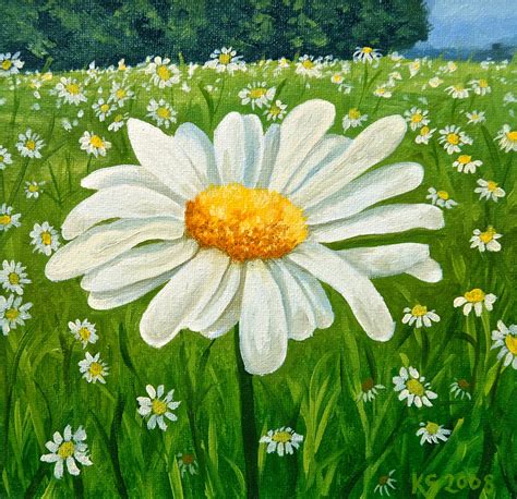 Daisy Meadow Painting by Katharine Green