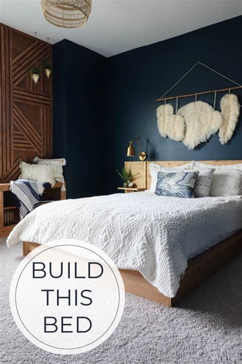 DIY Platform Bed Frame and Headboard with Built-In Nightstands