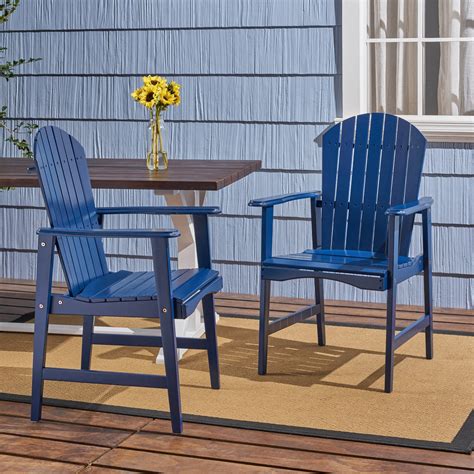 Outdoor Weather Resistant Acacia Wood Adirondack Dining Chairs (Set of – Noble House Furniture